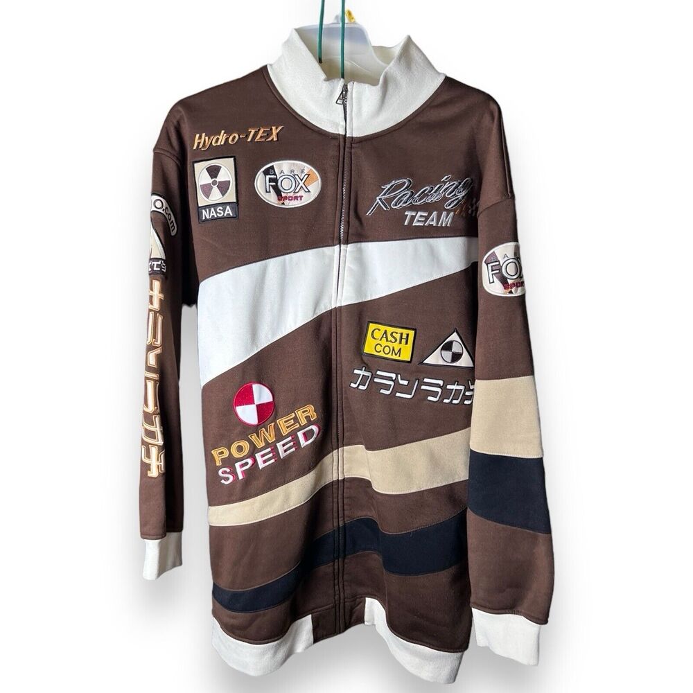 Bare Fox Sport Vintage Long Brown Jacket The World Champion Racing Mens Size 3XL